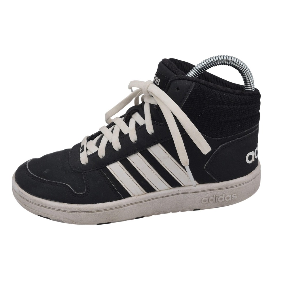 Adidas Shoes Youth Size 3 Black White High Top Lace Up 3-Stripes Sneakers FY6408